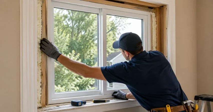 close-up of Low-E glass coating on an insulated window Parkhill