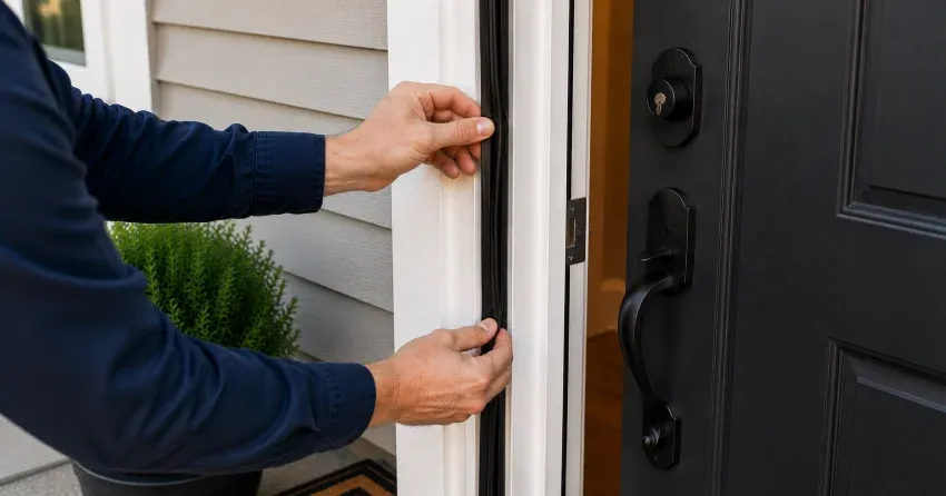 technician performing light test on door seal in Parkhill