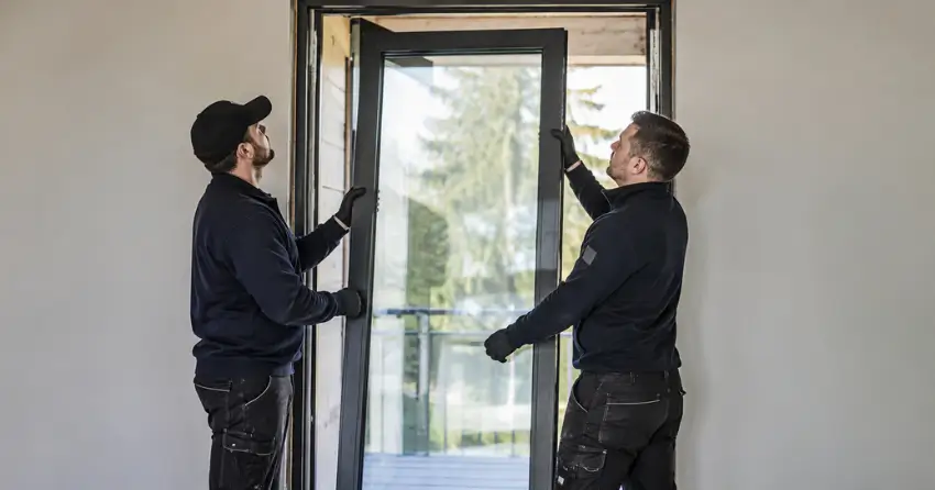 new glass panel being fitted into door frame in Parkhill